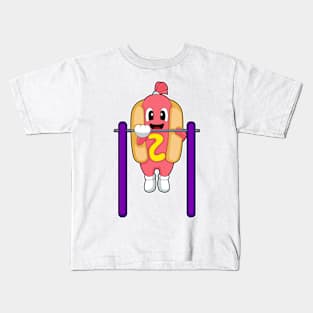 Hotdog Bodybuilder Pull ups Fitness Kids T-Shirt